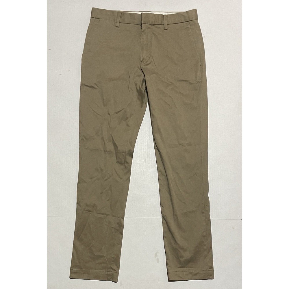 Banana Republic Aiden Chino Pants Mens 31 X 30.5 Khaki Flat Front Stretch Cotton